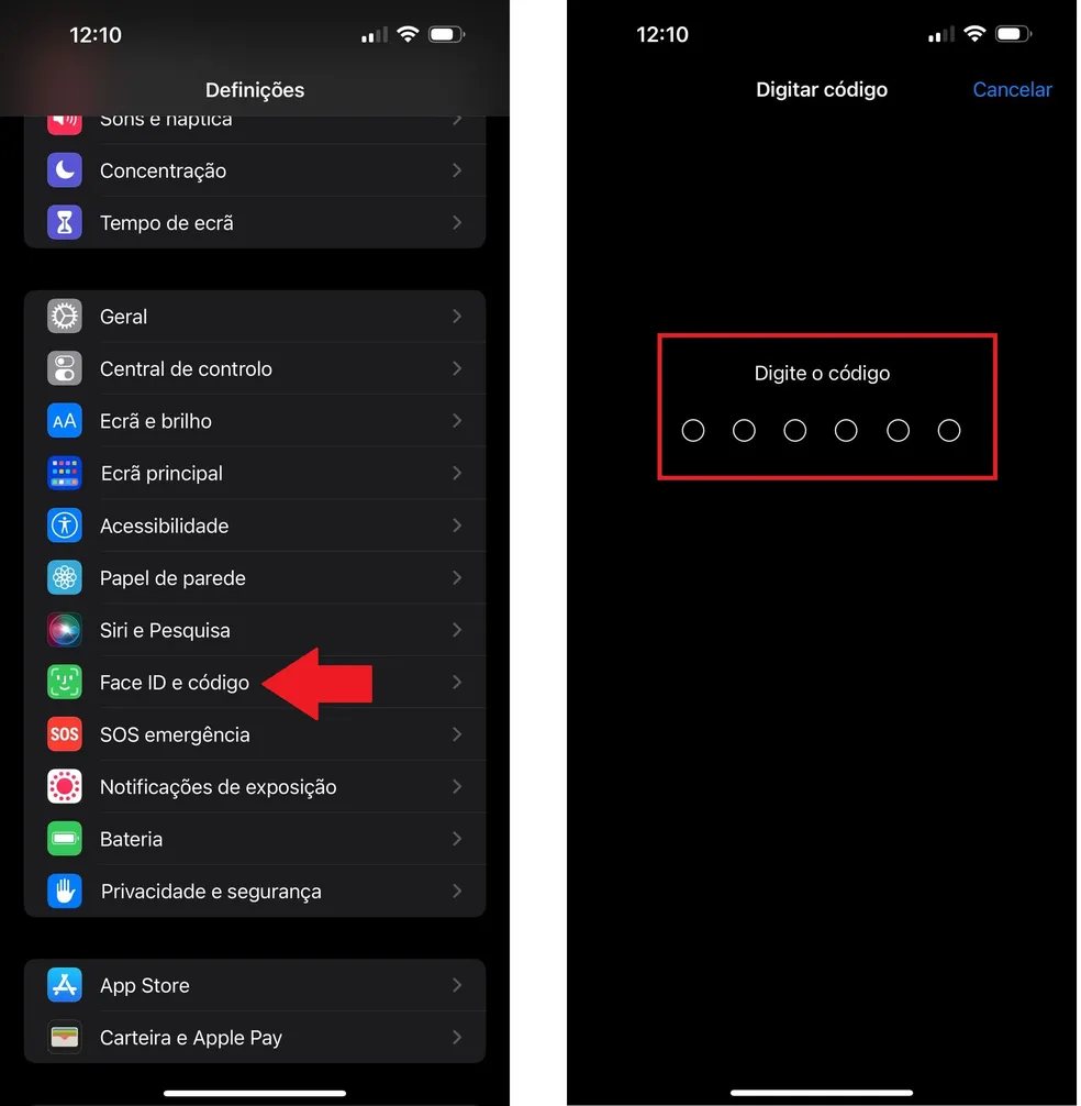 É possível remover a senha no mesmo menu de "Face ID e códigos" — Foto: Reprodução/Raíssa Delphim