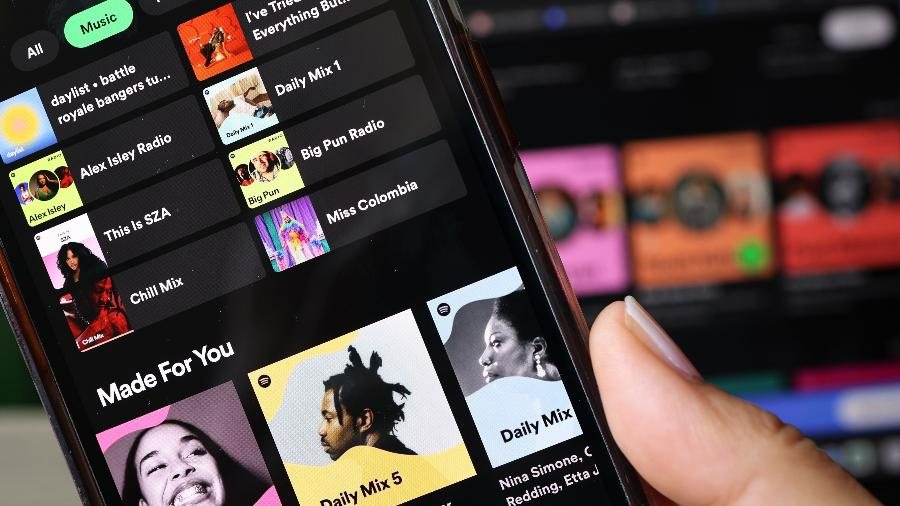 Interface do app Spotify