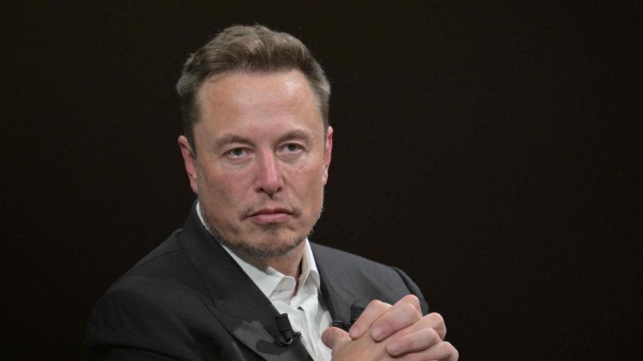 16.jun.2023 - Empresário Elon Musk durante participação no evento Vivatech, em Paris (França)