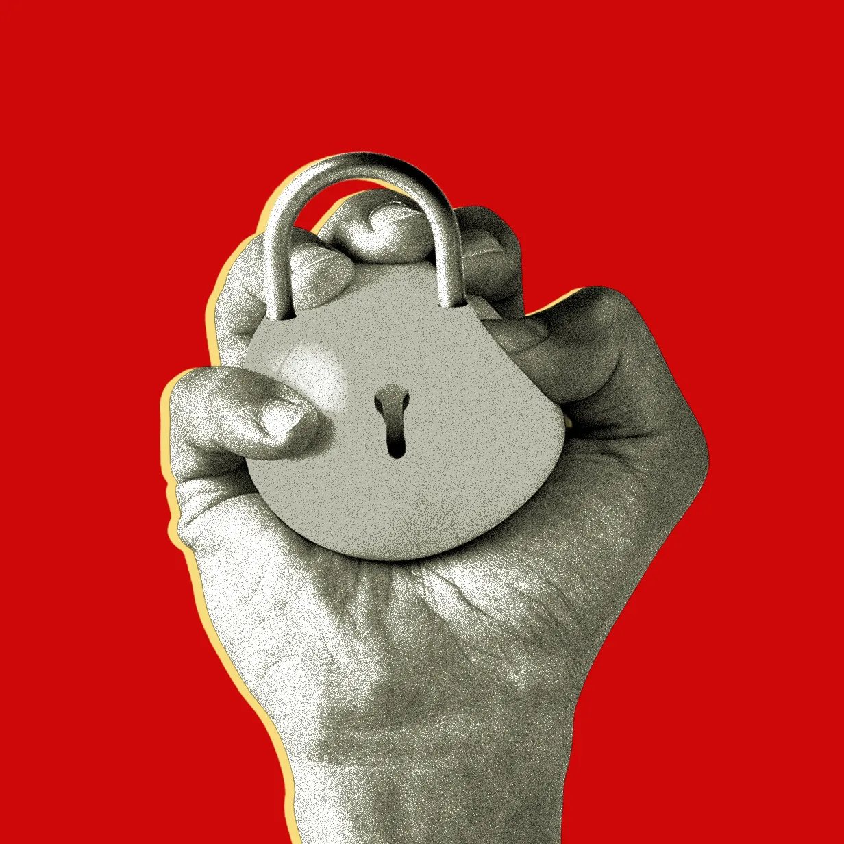 Person squeezing a ball shaped lock.