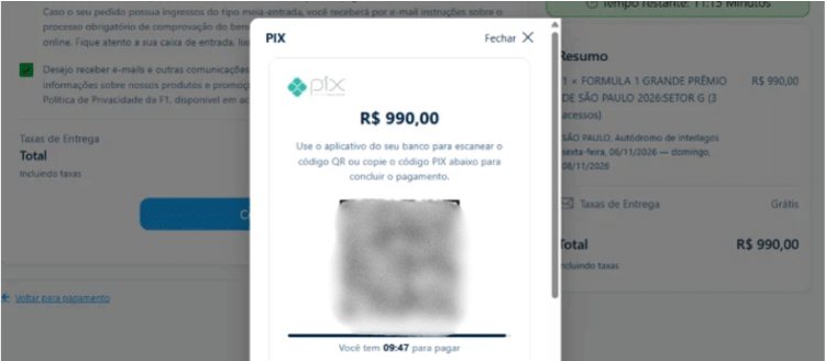 Tela daKaspersky mostra como criminosos exigem um pagamento ágil via PIX para reservar os supostos bilhetes, dificultando a recuperação dos valores perdidos
